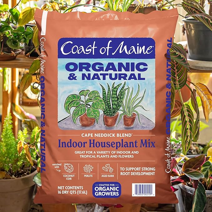 Coast of Maine (16qt) Cape Neddick Blend Organic and Natural Indoor Houseplant Mix Great for Indoor and Tropical Plants and Flowers