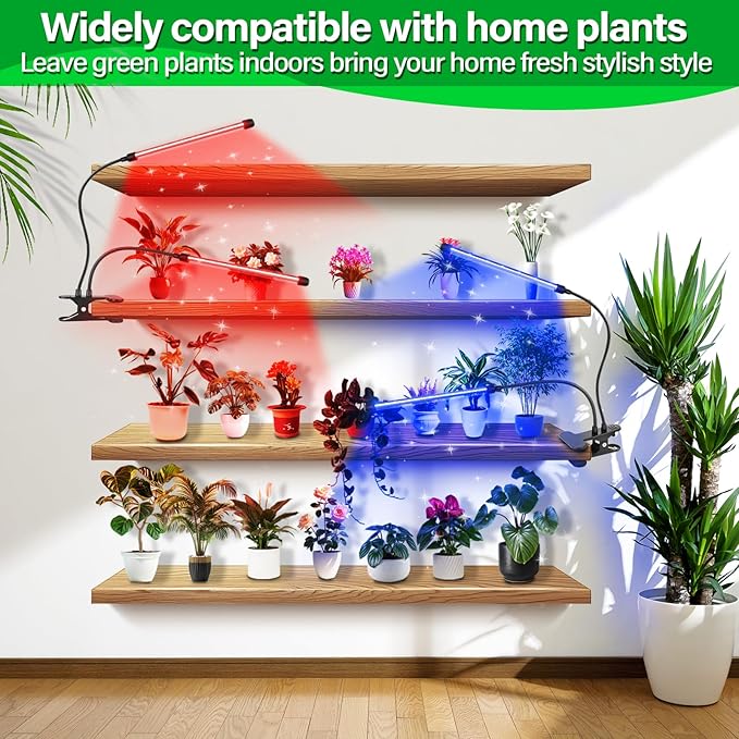 AUXTINGS LED Grow Lights for Indoor PlantsFull Spectrum 3 Heads Plant Growing Lamp with 3/6/9H Auto Timer 10 Dimmable Modes &amp 3 Light Settings Seed Starting Grow Lights for Indoor Gardening