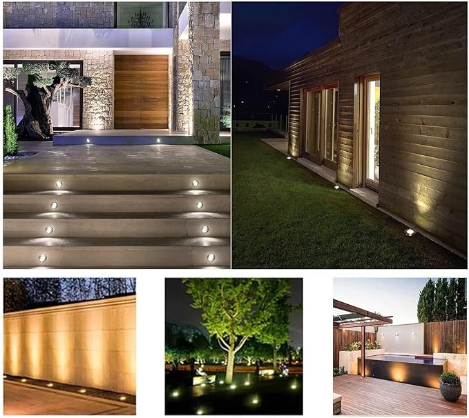 2PCS Led Recessed Floor Spotlight - Floor Landscape Light Round LED Buried Lamp IP65 Waterproof Underground Light for Landscape Decoration Garden Floor Patio Sidewalk Lighting (Blanc 1WDC12V)