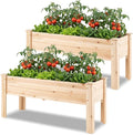 HAPPYGRILL Wood Raised Garden Bed with Legs 47” L x 18” W x 20” H Elevated Planter Box w/Drainage Holes for Vegetables Flowers Herbs Rectangular Outdoor Growing Box for Patio Balcony Backyard (2)