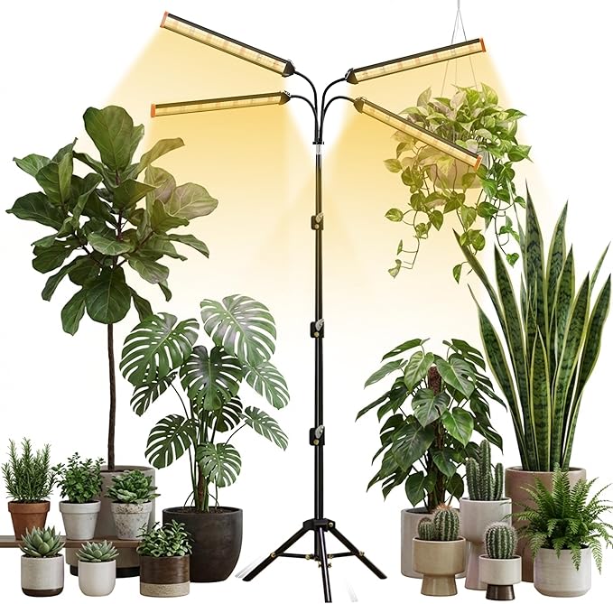Grow Light with Stand for Indoor Plants3500K Warm White Plant Light with Red Blue LEDs for Indoor Tall Large Plants GrowingDimmable &amp Auto TimerHeight Adjustable 17-61