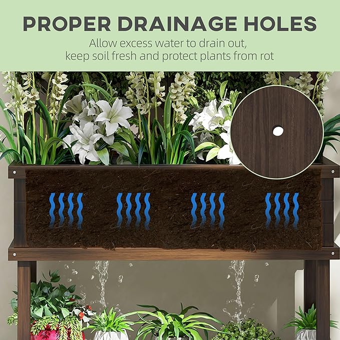 Carbonized Wood Raised Garden Bed with Stylized Trellis Spacious Self Draining for Climbing Plants Vegetables and Grape Vines Perfect for Outdoor Gardens and Patios