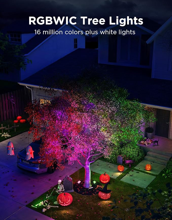 Govee Outdoor Tree Lights 3-Pack RGBWIC LED Landscape Lighting Outdoor Lights for Yard Garden Patio 66 Scene Modes for Holiday Party and Event App Control Google Assistant Matter