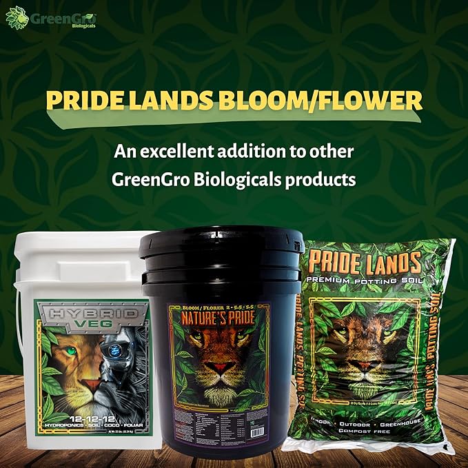 Pride Lands Premium Organic Bloom Fertilizer with NO Fillers Bigger Buds and Flowers Brighter Plants with Our Complete Bloom Nutrients Recharge Soil and Boost Growth with Optimal Blend of NPK 35 l