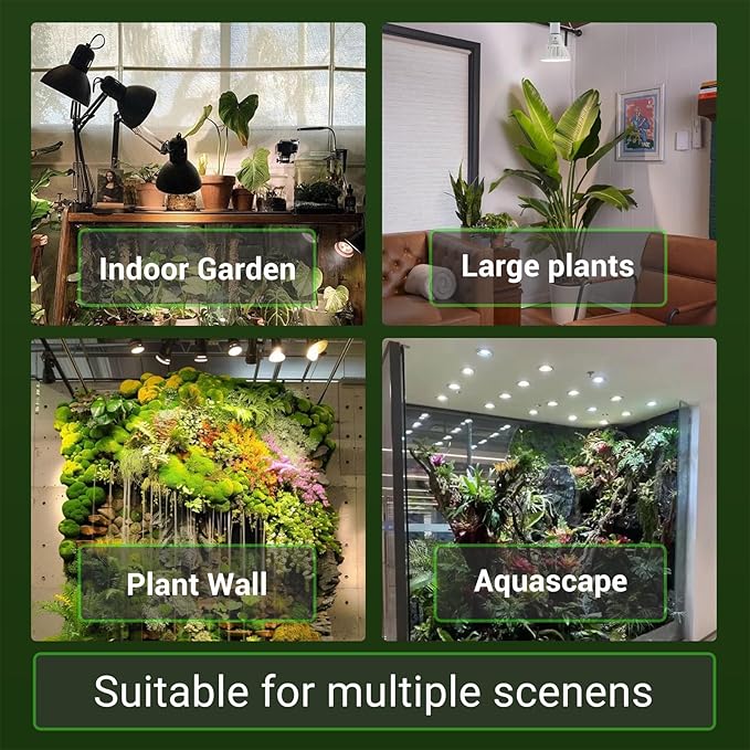 RDJ Bouns Grow Light Bulbs for Indoor Plants E26 Base 26W 3422LM (300 Watt Equiv) High PPFD with Optical Lens CRI98 Seeds and GreensLED Plant Light Bulb for Growing Gifts for Gardening Lovers