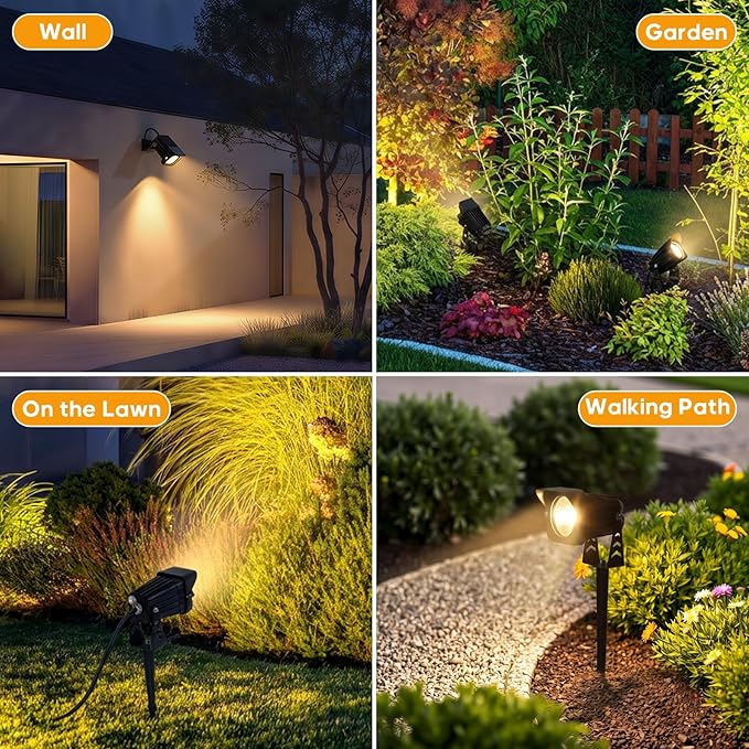 Dusk to Dawn Outdoor Lighting 15W Spot Lights Outdoor with Photocell Sensor 3000K Warm White Landscape Lighting IP65 Waterproof LED Spotlight for Garden Yard Flag Tree 5.91FT Cable US Plug