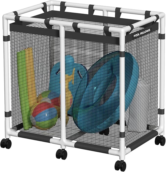 Pool Storage Bin 105 Gallons Holder for Noodles Toys Floats Towels Mesh Organizer for Swimming Equipments Basic Style