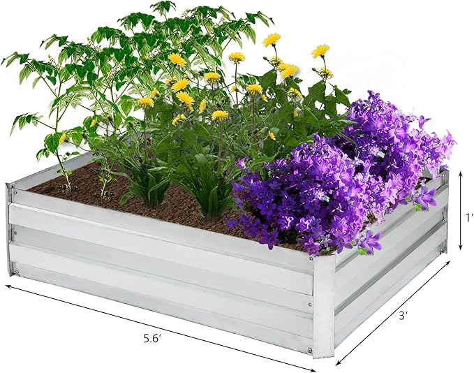 Raised Garden BedGalvanized Raised Beds for Gardening6ft x 3ft Outdoor Metal Raised Bed Planter Boxes Kit for VegetablesFlowers Herbs