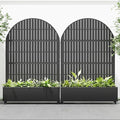 Casaphoria 72x47 Metal Raised Garden Bed with Trellis(2 Pack) Outdoor Planter Box with Wheels &amp Drainage Holes for Climbing Plants Flowers Elevated Garden Kit Black-Fence-Arched