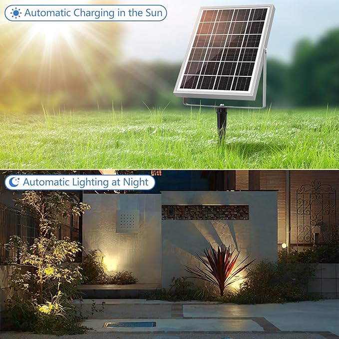 MEIHUA Solar Spot Lights Outdoor 6 in 1 Solar Landscape Spotlights 2700K Warm White 3 Lighting Modes &amp 3 Brightness IP66 Waterproof Spotlights Outdoor Garden for Pathway Driveway Yard Tree