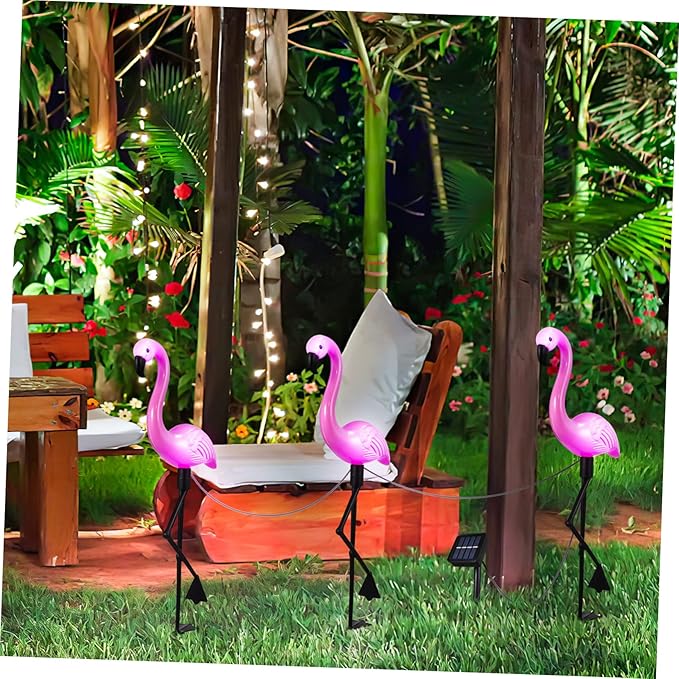 Gadpiparty Flamingo Solar Lights Outdoor 3 Led Solar Garden Light Waterproof Ground Spotlight Unique Flamingo Design Landscape Lighting