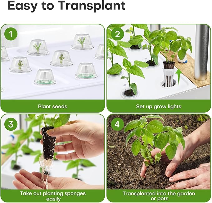 Ahopegarden Indoor Garden Hydroponics Growing System Kit: 60 Pods Indoor Herb Garden with LED Grow Light - Plant Germination Kit 32L Large Capacity Hydroponic Tower for Vegetables Fruits Flowers