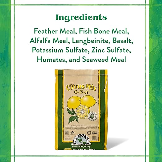 Down To Earth All Natural Fertilizers Organic Citrus Mix - Plant Food for Lemons Limes Oranges and Avocados 6-3-3 50 Lb
