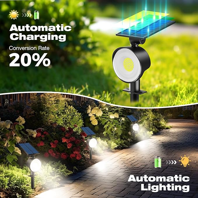 nipify 12 Pack Solar Spot Lights Outdoor Waterproof with 3 Modes Solar Spotlight Light for Outside Yard Landscape Lighting Pathway Lights Wall Cool White