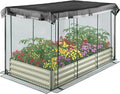 Galvanized Raised Garden Bed with Cover and Shade Cloth Kit Open Base Design Outdoor Metal Planter Box for Growing Vegetables Vegetables 6 x 3 x 1 ft