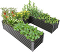 A ANLEOLIFE U-Shaped Outdoor Galvanized Raised Garden Bed 6x6x1.5ft Center-Access Bottomless Planter Box 22-Gauge Corrugated Metal Reinforced Bracing Rods Quartz Grey