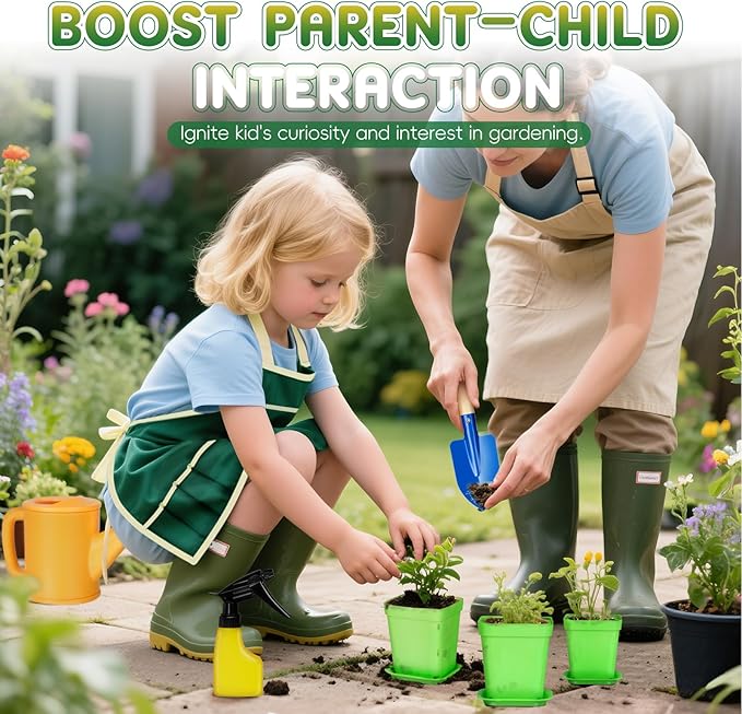 Kids Gardening Tool Set 20PCS Gardening Toys Includes Metal RakeForkTrowelApronGlovesWatering CanTote Bag Garden Tool Kit for Kids Outdoor Toys Gift for Boys Girls