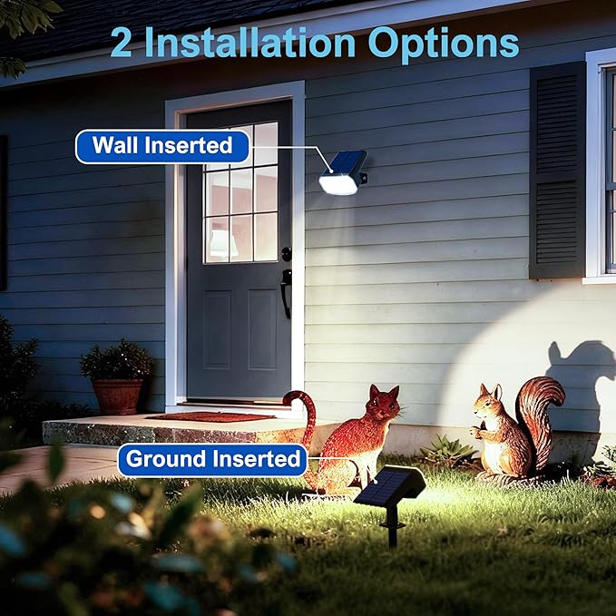 Solar Lights Outdoor Waterproof IP65 Super Bright LED with Lens 6500K 2 Lighting Modes Solar Powered Yard Garden Solar Spot Lights for Outside Landscape Auto On/Off -4 Pack