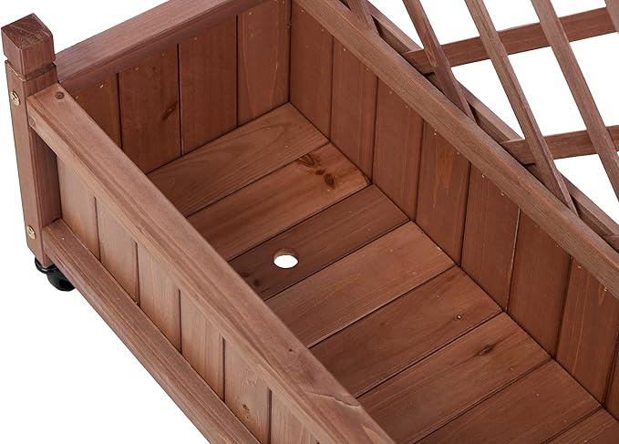 Raised Garden Bed with Trellis 2 Pack Wood Planter Box Plant Stand with Climbing Racks Raised Garden Bed for Climbing Plants (Walnut)