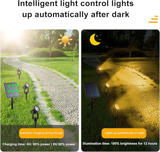 Outdoor Solar Spot Light IP65 Waterproof Solar Spot Lights 270° Adjustable Bright Landscape Light Auto On/Off Solar Lights Landscape Lighting for Garden TreeYardPathway A Warm Light