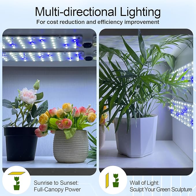DOMMIA Grow Lights 40W Linkable Grow Lights for Indoor Plants Full Spectrum 6/12/16h Timer Dimmable Ultra-Thin Plant Lights for Indoor Growing Bluish White 1-Set