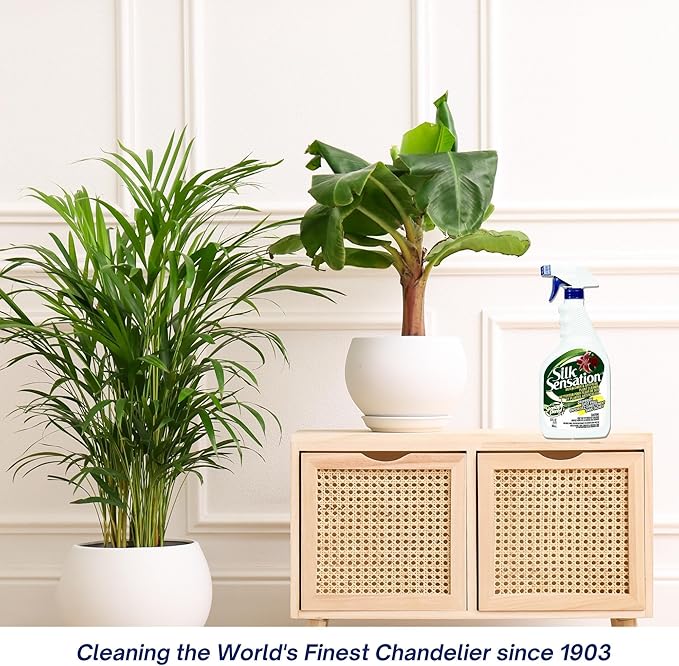 Sparkle Plenty Silk Sensation Artificial Flower &amp Plant Leaf Cleaner - Fake Flower Dusting Spray - Silk Plant Cleaner Spray No Wipe - Drip Dry Cleaning Supplies for Artificial Tree (32 oz 3 Pack)