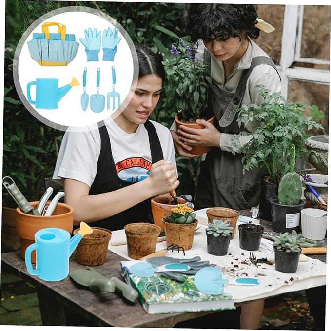 Boy Girl Gardening Tools Set Plastic Gardening Shovel Rake Trowel Watering Can for Comfortable Grip for Boy Garden Activities