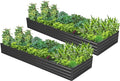 2PCS 9x3x1ft Galvanized Raised Garden Bed Kit Galvanized Planter Raised Garden Boxes Outdoor Large Metal Raised Garden Beds for VegetablesBlack