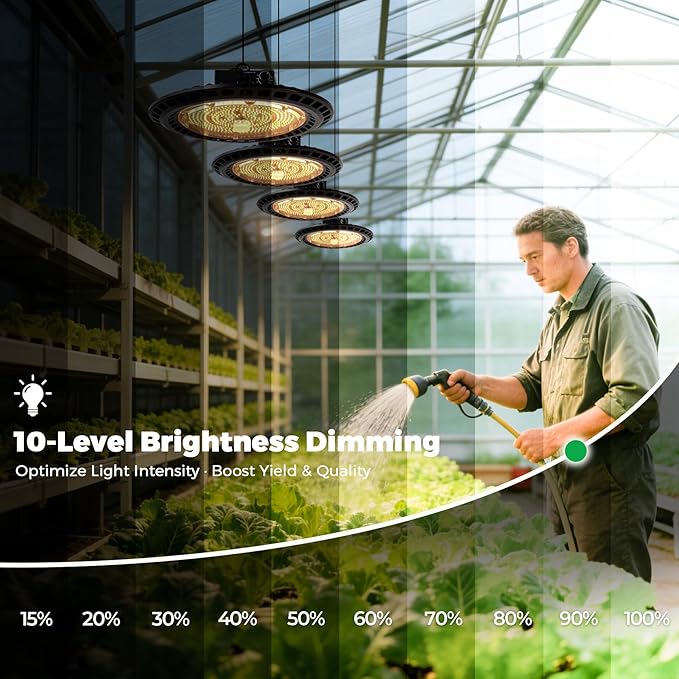 0-10V Dimming UFO High Bay LED Grow Light for Fruit Vegetable Medical Plants (200 Watts)