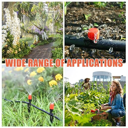 HOINCO 131FT Drip Irrigation System Kit 149 Pcs Automatic Irrigation Kit System Patio Misting Plant Watering System with 1/4 Inch Distribution Tubing Hose.