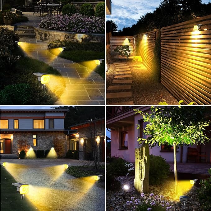 12 Pack Solar Spot Lights Outdoor Solar Spotlights Outdoor Waterproof 2-in-1 Auto On/Off Landscape Lighting for Outside Yard Wall Garden Pathway(Warm White)