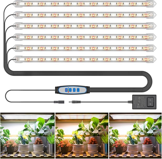 LED Plant Grow Light Strip 36W 360 LEDs Grow Lights for Indoor Plants Full Spectrum with 6/12/16H Timer 660nm/3000K/6000K Sunlike Grow Lamp for Seeds Starting Hydroponics Succulents