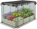 6X3x1Ft Raised Garden Bed with Cover Galvanized Oval Planter Garden Box Plant Protection Net &amp Shade Cloth Outdoor Metal Planter Box with Greenhouse Zipper Open Base Design for Vegetables Flow