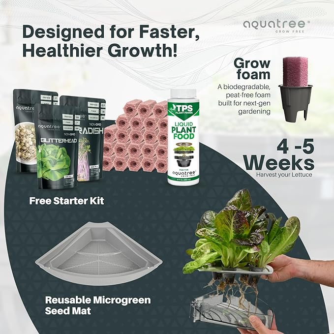 ATL1 Hydroponic Growing System Kit Garden Indoor Tabletop Garden Planter Tower with Self Watering &amp LED Light - Hydroponic Microgreens Lettuce Herbs Sprouts in Your Home &amp Kitchen