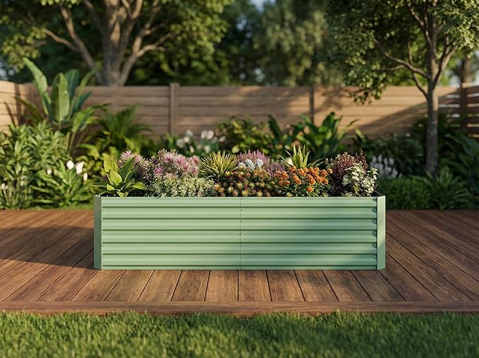 Raised Garden Bed 6x3x2ft Galvanized Raised Garden Bed Metal Deep Raised Beds for Gardening Large Outdoor Garden Bed 24 Height Green