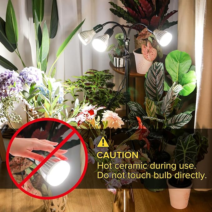 SANSI Grow Lights for Indoor Plants 96W Full Spectrum Grow Light No Dimmable 35-64 inches Detachable Tripod Standing Grow Lights High PPFD 3 Pack of Par25 32W Bulb Plant Lights for Indoor Growing