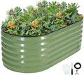 G GOOD GAIN Raised Garden Beds - 4x2x1.4ft Galvanized Planter Boxes Kit with Protective Tape &amp Gloves &amp Tools | Oval Metal Outdoor Raised Bed for Gardening Vegetables Fruits Flowers Herbs