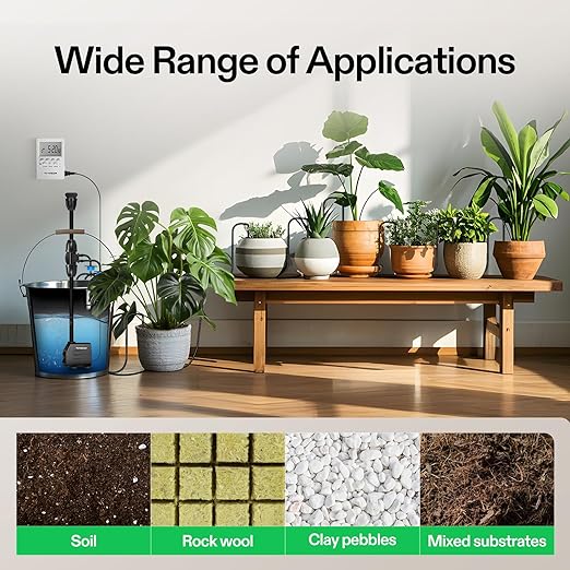 VIVOSUN Professional Automatic Drip Irrigation Kits 15W Output All in One Professional Grow Kit- Includes Pump Timer and Regulator 8 Drip Emitters Garden Plant Watering System Indoor Outdoor