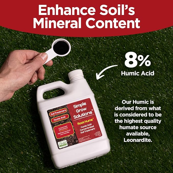 Raw Organic Soil Conditioner- Root Hume- Simple Grow Solutions- Natural Plant &amp Lawn Treatment- Nutrient Food Enhancer- Concentrated Liquid Humic - Grass Tomatoes Citrus Flowers Vegetables