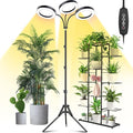 LORDEM Grow Light for Indoor Plants 7.9 Diameter Tri-Head Plant Light for Plants Growing Full Spectrum Growth Lamp with Auto Timer 3/6/12H 4 Dimmable Levels 3 Lighting Modes Adjustable Stand