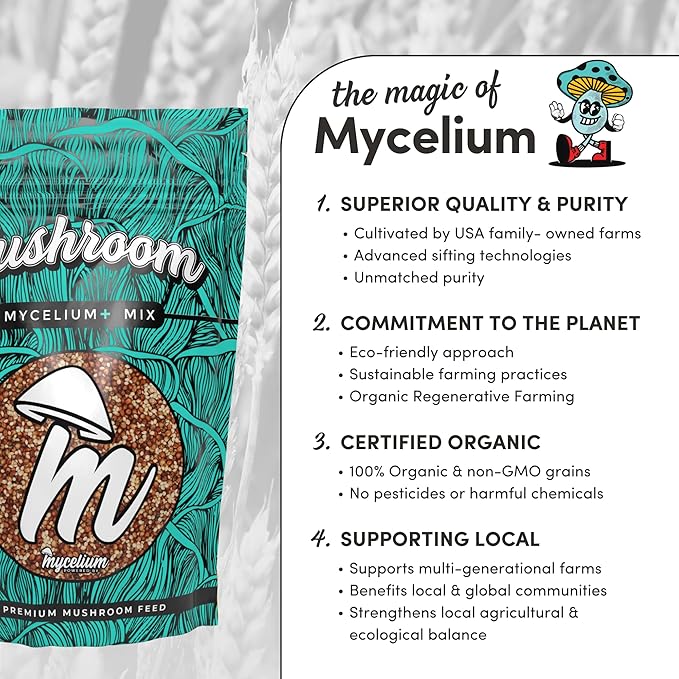 Mycelium Plus Grain Mix Mushroom Spawn Millet Grain I Organic Grain Feed Mushroom Growing Kit I Indoor Cultivation for Starter &amp Pro Home Growers I Non-GMO &amp Sourced from Local USA Farms 5lb