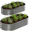 Raised Garden Bed Outdoor 2 Sets Oval Large Coating Metal Planter Box 1 Pack