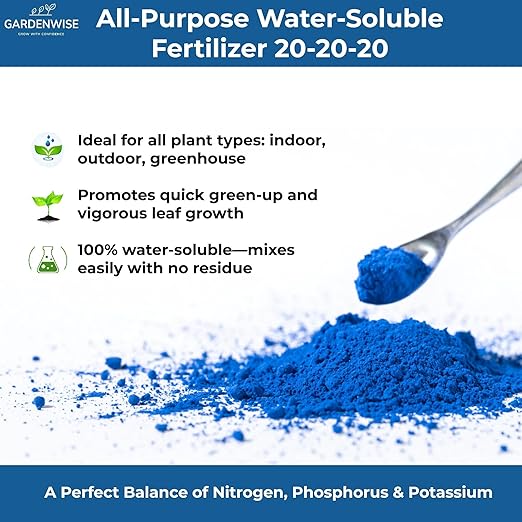 20-20-20 Water-Soluble Fertilizer – Powder for Liquid Plant Food for Indoor &amp Outdoor Plants Orchids Vegetables Lawns Flowers – 20 20 20 Fertilizer 1 Quart (2 lbs)