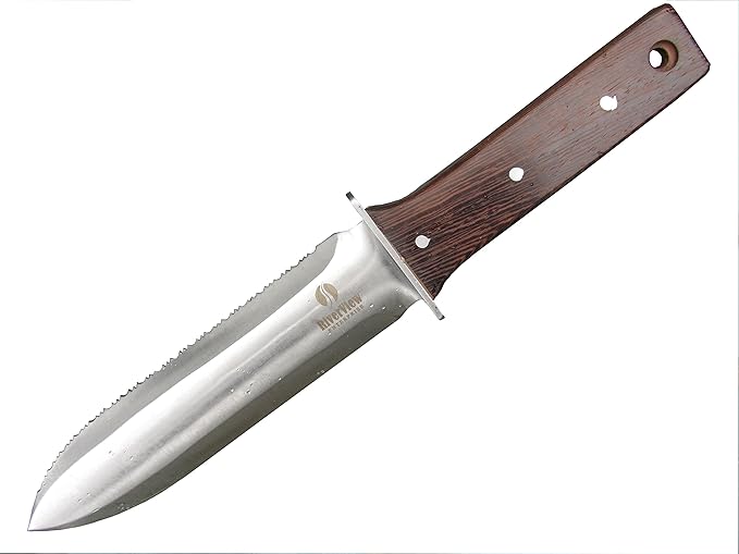 RiverView Enterprise Hori Hori Japanese Garden Knife - Multi-use Camping/Digging Tool–[A Gardeners Dream] Sharp Stainless Steel Blade - Heavy Riveted Leather Sheath - Whetstone Sharpening Stone