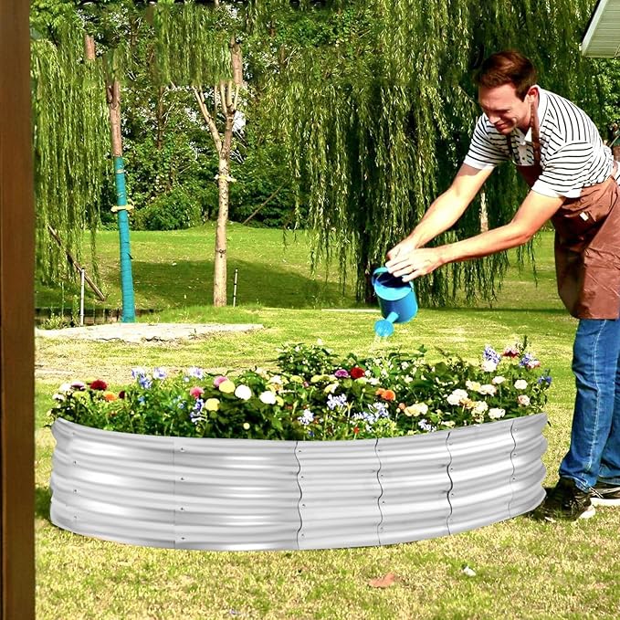 6x3x1FT(2 Pack) Galvanized Planter Raised Beds Outdoor Metal Raised Garden Bed for Vegetables Herbs Flowers (Silver 6×3×1FT (2-Pack)