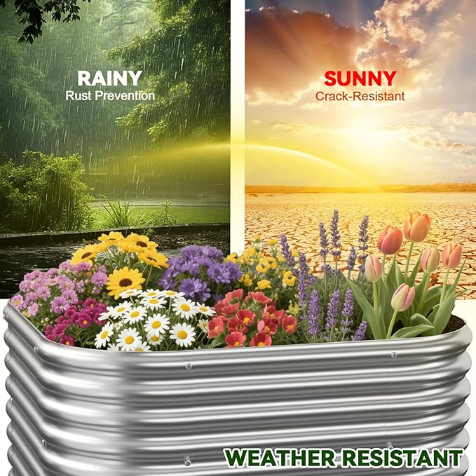4 Pack 2x2FT Corrugated Galvanized Steel Raised Garden Bed Outdoor Metal Above Ground Garden Bed for Vegetables and Flowers Raised Beds for Gardening-2x2FTx10Inch