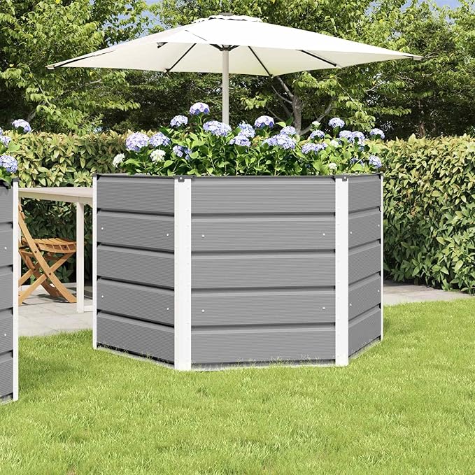 Steel Raised Garden Bed for Gardening Metal Planter Box for Vegetables Fruits Flowers 50.79 x 50.79 x 29.53 in Light Gray -524