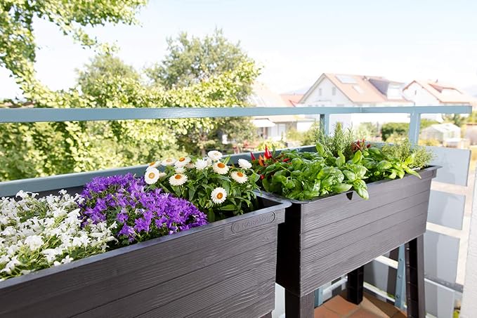 Exaco 645140/1 Balcony Raised Bed Planter and Protective Cover Anthracite