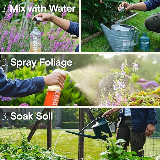Arber Bio Protectant | Organic Outdoor Plant Fungicide and Root Stimulate Liquid Concentrate | Natural Bloom Boosting Growth Gardening Solution | Control Mildew Mold Spots | Make Over 16 Gallons