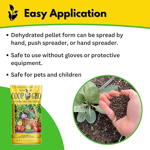 Coop Gro Organic Chicken Manure Fertilizer 25 lb. Bag. All-Natural Plant Food for Vegetable Gardens Flower Beds Indoor Plants &amp Shrubs. Pelleted Fruit Tree Fertilizer